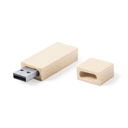A wooden 16GB USB drive with a removable cover, featuring a silver USB connector.