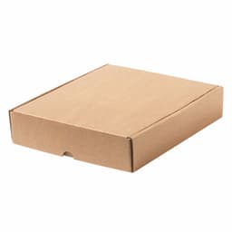 A brown cardboard gift box with a tab closure, featuring a simple design and a neutral finish.