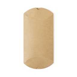 A brown kraft paper box with rounded edges, designed for packaging gifts. It has a simple, unmarked surface.