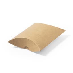 A brown kraft gift box with a curved top and a small hole, designed for packaging items. It features a simple, clean design.