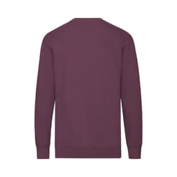 A maroon lightweight set-in hoodie featuring a crew neck and long sleeves, with a logo on the back.