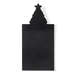 A black magnet with a Christmas tree shape at the top, featuring a smooth, flat surface.