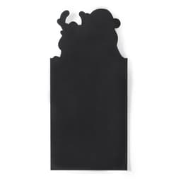 A magnetic to-do list in black with a whimsical character design at the top and a smooth writing surface.