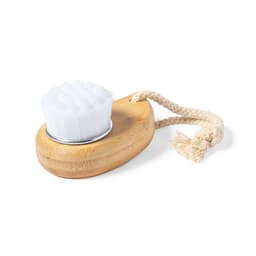 A bamboo-handled brush with a white bristle head and a cotton rope for hanging. Features a natural wood finish.