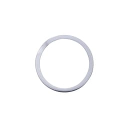 A circular metallic frame with a shiny silver finish, featuring a smooth, simple design.