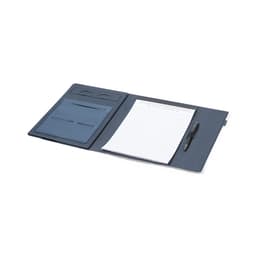 A navy Neseby Folder with a notepad, pen, and storage pockets for business cards and documents.