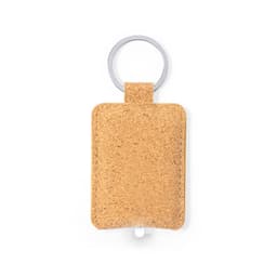 A cork keyring holder with a metal ring, featuring a simple, natural look.