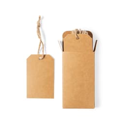 A set of brown kraft paper tags with string ties, one larger and one smaller, displayed together.
