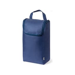 A navy Helanor Bag featuring a zip closure and a sturdy handle, with a simple design and a logo.