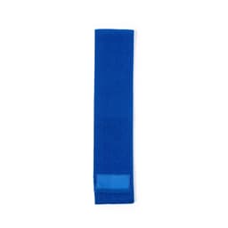 A blue sports gear item with a textured design and a branding area.