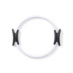 A fitness ring in white with black grips on both sides, designed for resistance training.