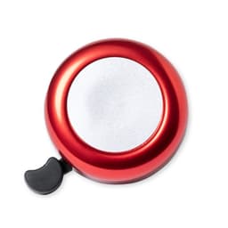 A red novelty drink bottle with a shiny silver circular base and a black lever on the side.