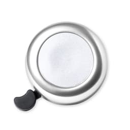 A metallic circular novelty item with a smooth, reflective surface and a black lever on the side.