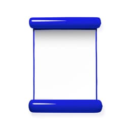 A blue scroll with rounded ends, featuring a blank interior ready for writing or decoration.
