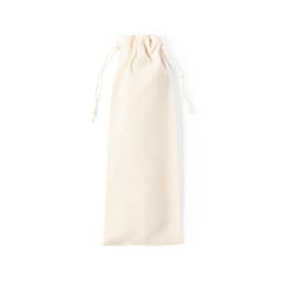 A cream-coloured cotton pouch with a drawstring closure, suitable for storing cutlery sets.