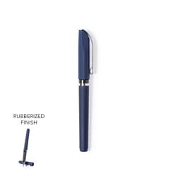 A navy pen with a rubberised finish and silver accents, featuring a clip for easy attachment.