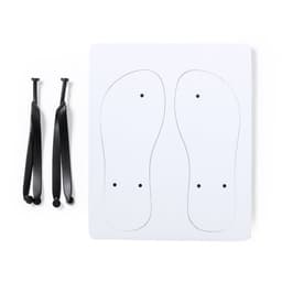 Black thongs with a template for the sole, featuring two straps and a design outline.