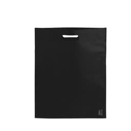 A black Dromeda Bag featuring a handle and a small logo on the bottom corner.