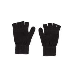 Fingerless gloves in black, featuring ribbed cuffs and a simple design. The gloves have a logo on one side.