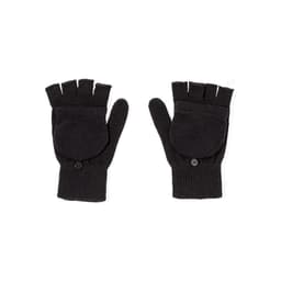 Fingerless gloves in black with a ribbed texture and button detail. The gloves feature an open-finger design.
