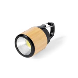 A bamboo and black torch with a clip, designed as a keyring accessory.