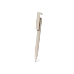 A light beige pen with a unique clip design, featuring a textured surface and a subtle speckled pattern.