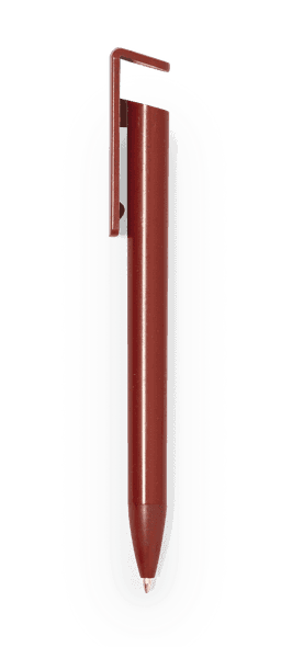 A red Polus Holder Pen with a clip and a rounded tip. It features a logo on the barrel.