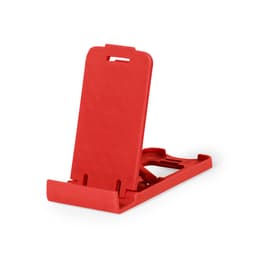 A red phone stand with a sturdy design, featuring an adjustable back for different viewing angles.