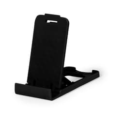 A black phone stand with a stable base and an adjustable back support for device positioning.