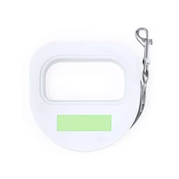 A white pet lead with a silver clip and an empty rectangular area for personalisation.