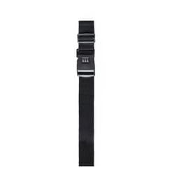 A black strap with adjustable buckles and a combination lock mechanism. It has a simple, functional design.