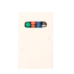 A novelty item featuring a compact holder with multi-coloured crayons partially visible through a cut-out window.