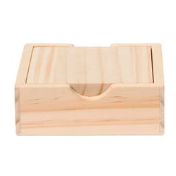 A wooden puzzle box in a light natural finish, featuring a sliding top and a simple design.