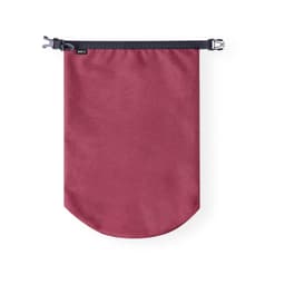 A burgundy dry bag featuring a secure closure and a branding logo at the top.