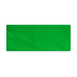 A bright green headband with a simple design and an integrated logo on the side.
