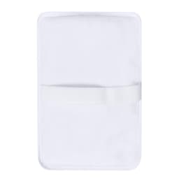 A white rectangular pouch with a strap, featuring a smooth, clean surface. It has a simple design and no visible branding.