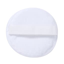 A round, white drink bottle with a textured surface and a white strap. It features a logo.