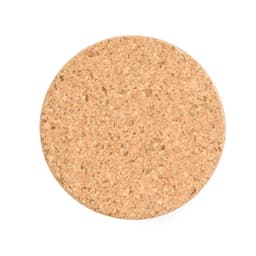 A round cork mat with a natural beige colour and a textured surface. It features a simple, unbranded design.
