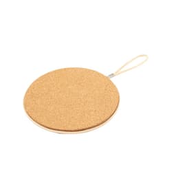 A round cork holder with a beige fabric handle, designed for homeware use. Features a simple, natural design.