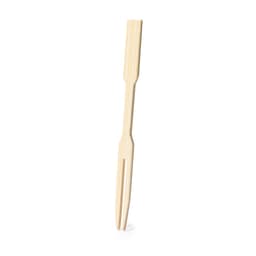 A wooden serving fork featuring a natural finish, part of a cutlery set for home and living. Includes a logo design.