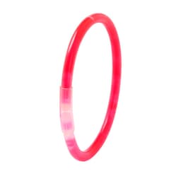 A light-up hoop in vibrant pink with a clear connector. It features an embedded logo.