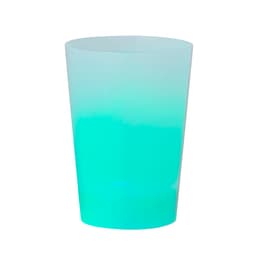 A drink bottle in a translucent turquoise colour, featuring a smooth, modern design with a branding logo.