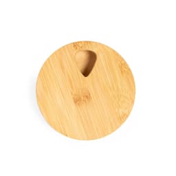 A round bamboo lid with a triangular opening in the centre, showcasing its natural wood finish.