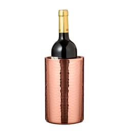 A drink bottle cooler with a hammered copper finish, designed to hold a wine bottle.
