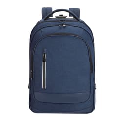 A blue Dancan wheeled backpack with multiple compartments and a sleek design. It features a logo on the front.