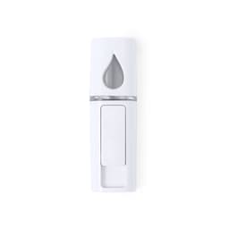 A white promotional drink bottle with a sleek design and a logo on the side.