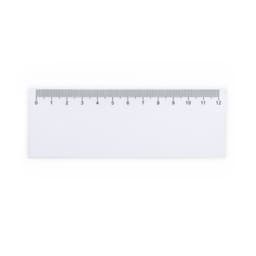 A white ruler with metric and imperial measurements, featuring clear markings from 0 to 12 inches.