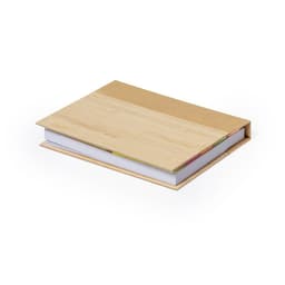 A bamboo-covered notebook with white pages and a natural finish, featuring a simple, sleek design.