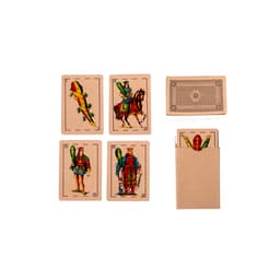 A set of colourful cards featuring illustrations of characters and symbols, packaged in a simple cardboard sleeve.