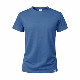 A blue T-shirt with a casual cut, featuring a logo on the lower side.